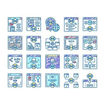 Link Building And Optimization Icons hand drawn Ilustración de archivo