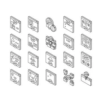 Link Building And Optimization isometric icons set vector 스톡 일러스트