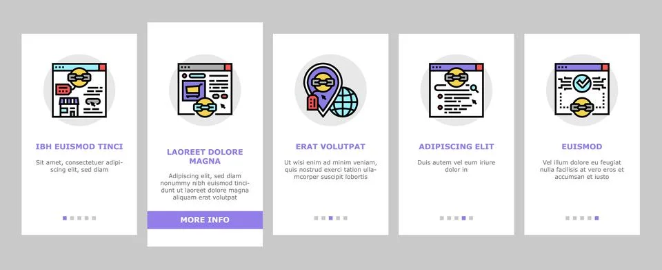 Link Building And Optimization Onboarding Icons Set Vector Stock Illustration