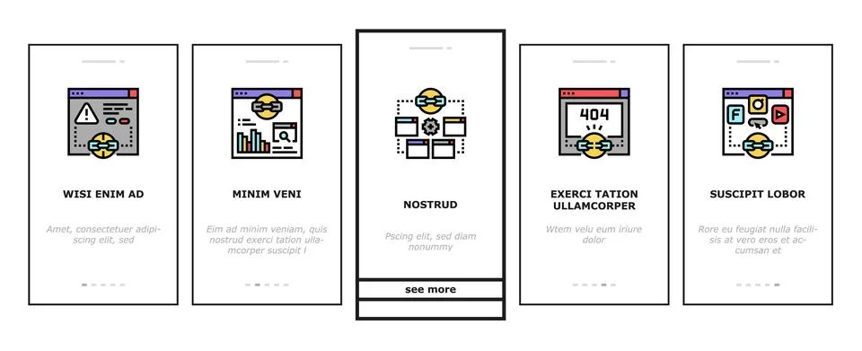 Link Building And Optimization Onboarding Icons Set Vector Stock Illustration