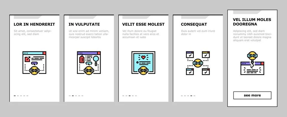 Link Building And Optimization Onboarding Icons Set Vector Stockillustratie