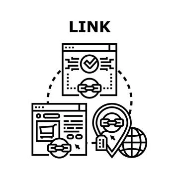 Link building concept connecting web pages and global network Stock Illustration