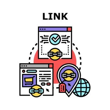 Link building concept connecting web pages and global network Stock Illustration