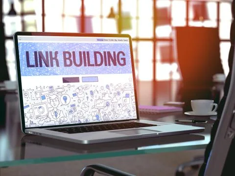 Link Building - Concept on Laptop Screen Ilustração Stock