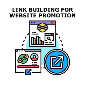 Link building concept promoting website content Stock Illustration