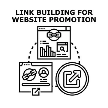 Link building concept promoting website content Stock Illustration