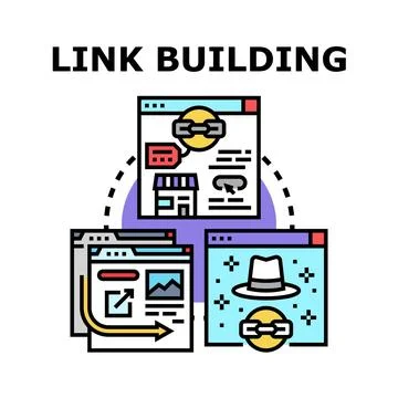 Link building concept for website optimization and seo strategy Ilustración de archivo