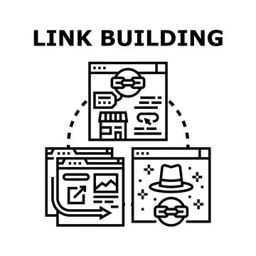 Link building concept for website optimization and seo strategy Illustrazione stock
