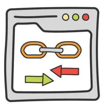 Link building icon in doodle vector Ilustración de archivo