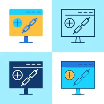 Link building icon set in flat and line style Stock Illustration