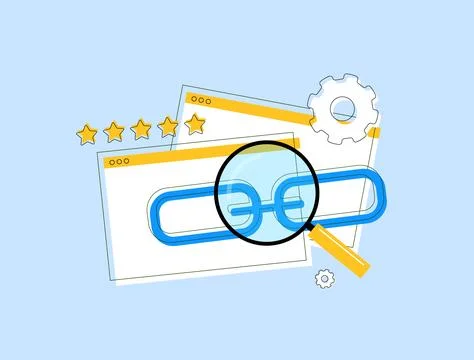 Link building - interconnected links symbolizing SEO strategies, backlink Illustrazione stock