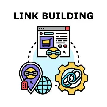 Link building optimizing website ranking and online traffic Stock Illustration