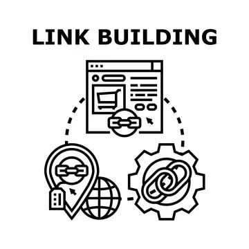 Link building optimizing website ranking and online traffic Stock Illustration