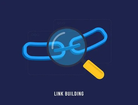 Link Building SEO concept. Backlink digital marketing strategy for increase Illustrazione stock