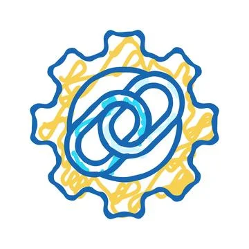 Link building seo icon doodle illustration Ilustración de archivo