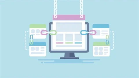 Link building, SEO optimization, marketing strategy animation. Stock Footage 179919121