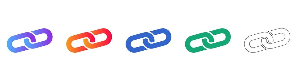 Link Chain Connection Icon Set Stock Illustration