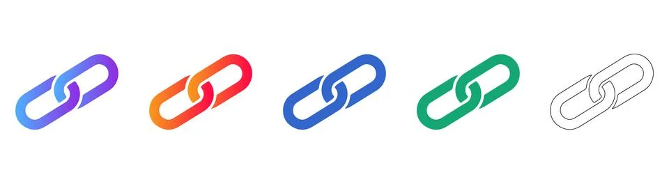 Link Chain Connection Icons Set Stock Illustration