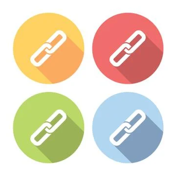 Link Chain Flat Icons Set Stock Illustration