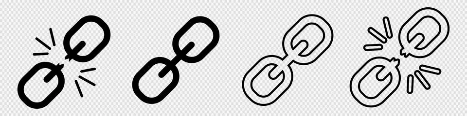 Link chain icon. Broken weak protection. Stock Illustration