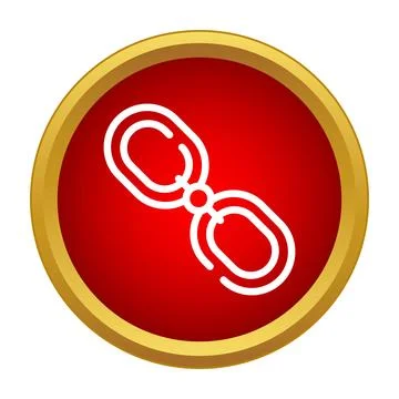 Link chain icon on red circle with gold border Stock Illustration