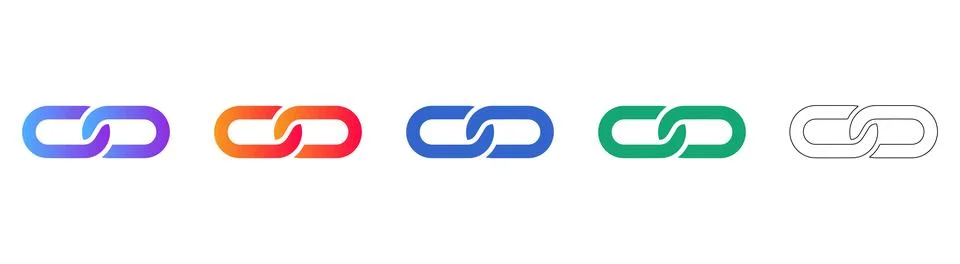 Link Chain Icon Set with Gradient and Outline Styles Stock Illustration