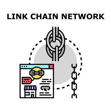 Link chain network connecting digital internet content Stock Illustration