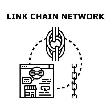 Link chain network connecting digital internet content Stock Illustration