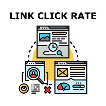 Link click rate vector concept evaluating online performance Stock Illustration