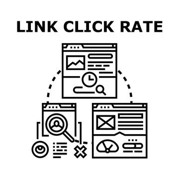 Link click rate vector concept evaluating online performance Stock Illustration