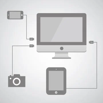 Link data to computer Stock Illustration