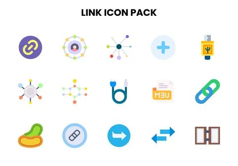Link Flat Vector Icons Pack Stock Illustration