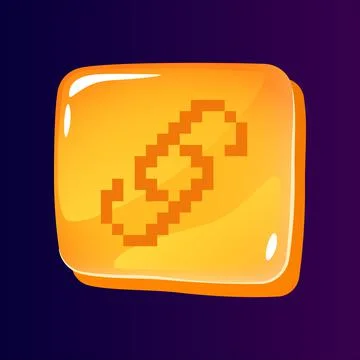 Link glossy ui button with pixelated icon Stock Illustration