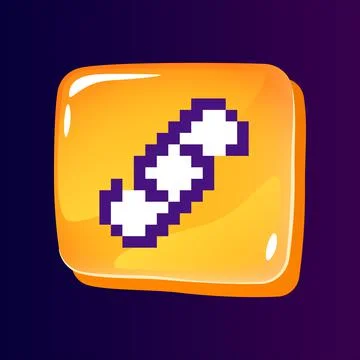 Link glossy ui button with pixelated color icon Illustrazione stock