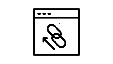 A link icon with a arrow directed at it, symbolizing connectivity or .. Stock Footage 335012379