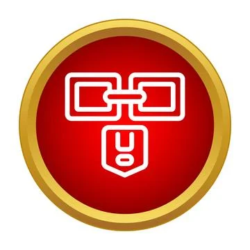 Link icon with attached redirect symbol inside red circle Stock Illustration