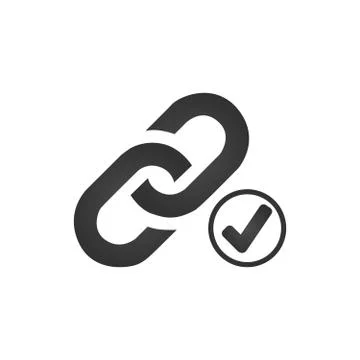 Link Icon with checkmark. Validated or working link concept. vector illustrat Illustration