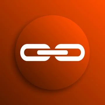 Link icon. Internet button on orange background. Stock Illustration