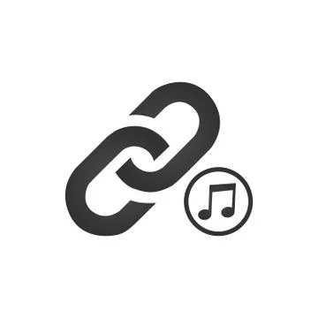 Link Icon with music notes. audio or mp3 link concept. vector illustration is Stock Illustration