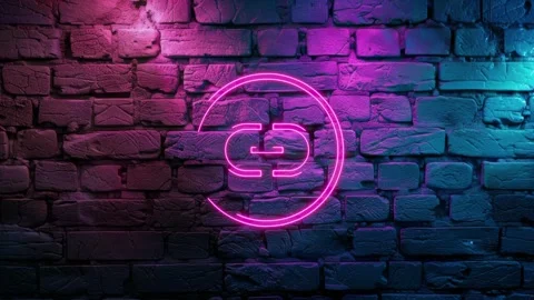 Link Icon neon icon on brick wall background Stock Footage 276168957