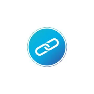 Link icon in nice blue circle. Chain logo. Vector illustration isolated on wh Ilustración de archivo
