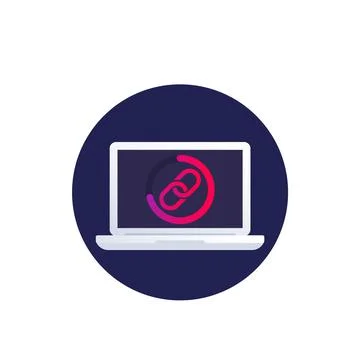 Link icon on screen with progress bar, vector Stockillustratie