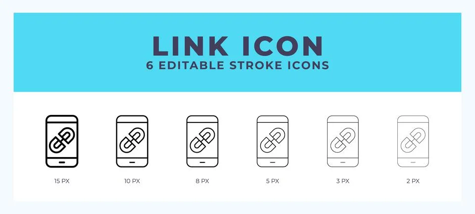 Link icon set with different stroke. Vector illustration with editable stroke Stock Illustration