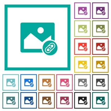 Link image flat color icons with quadrant frames Stock Illustration