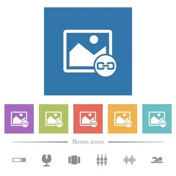 Link image flat white icons in square backgrounds イラスト素材
