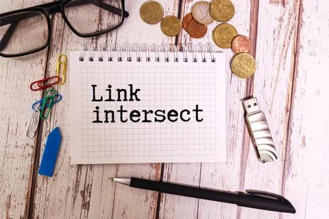 Link intersect business seo concept text on a white notebook Stock Photos