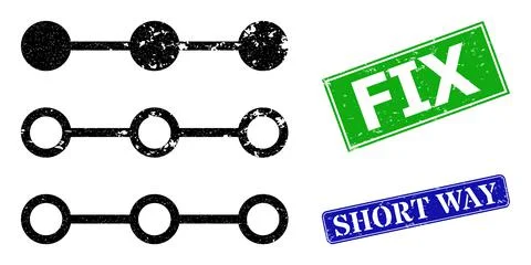 Link Lines with Nodes Textured Icon and Textured Fix Stamp Imitation Illustrazione stock