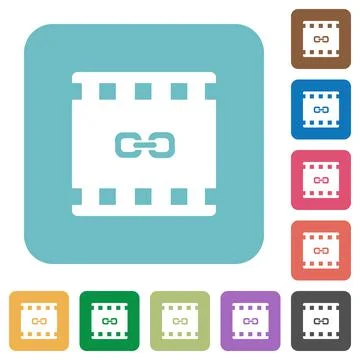 Link movie rounded square flat icons Stock Illustration