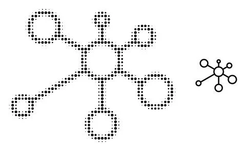 Link Nodes Halftone Dotted Icon Illustrazione stock