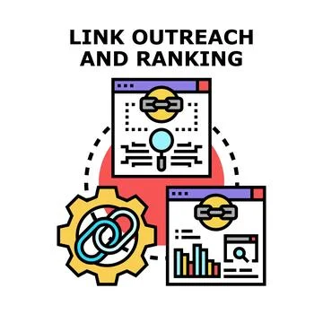 Link outreach and search engine ranking strategy Stock Illustration